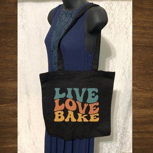 Live Love Bake Double Strap Shoulder Cotton Canvas Tote Bag